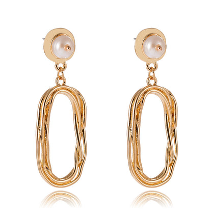 Simple And Versatile Imitation Natural Flat Pearl Earrings-Jewearrings