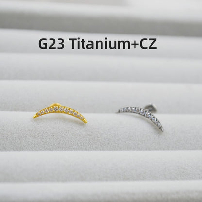 G23 Titanium Alloy Piercing Jewelry Rhinestone Zircon Labret Simple Stud Earrings Ear Bone Stud Perforated-Jewearrings