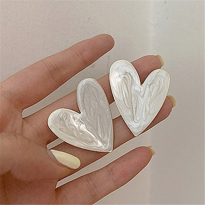 S925 Silver Needle Retro Temperament White Love Stud Earrings Women-Jewearrings