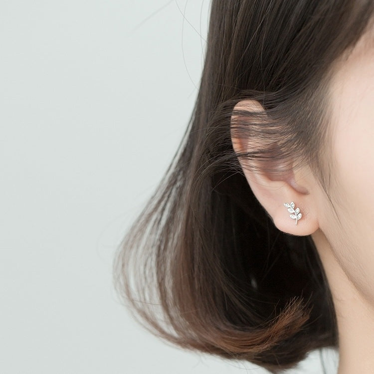 S925 Silver Mori Style Sweet And Simple Branch Bud Earrings-Jewearrings