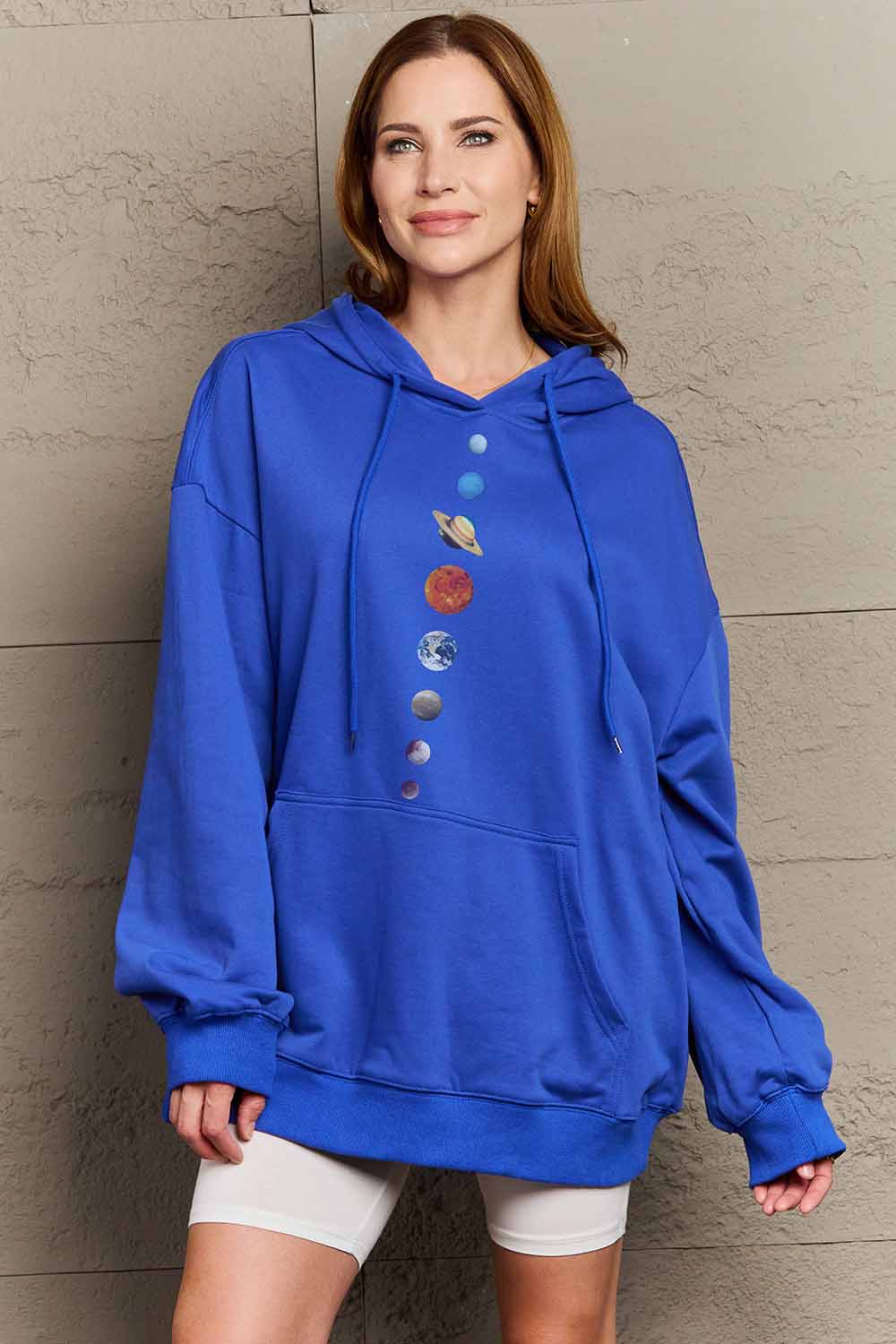 Simply Love Simply Love Full Size Dropped Shoulder Solar System Graphic Hoodie-Jewearrings