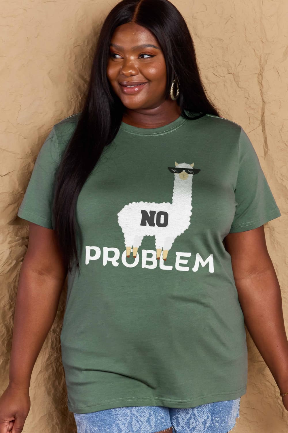 Simply Love Full Size NO PROBLEM Graphic Cotton Tee-Jewearrings