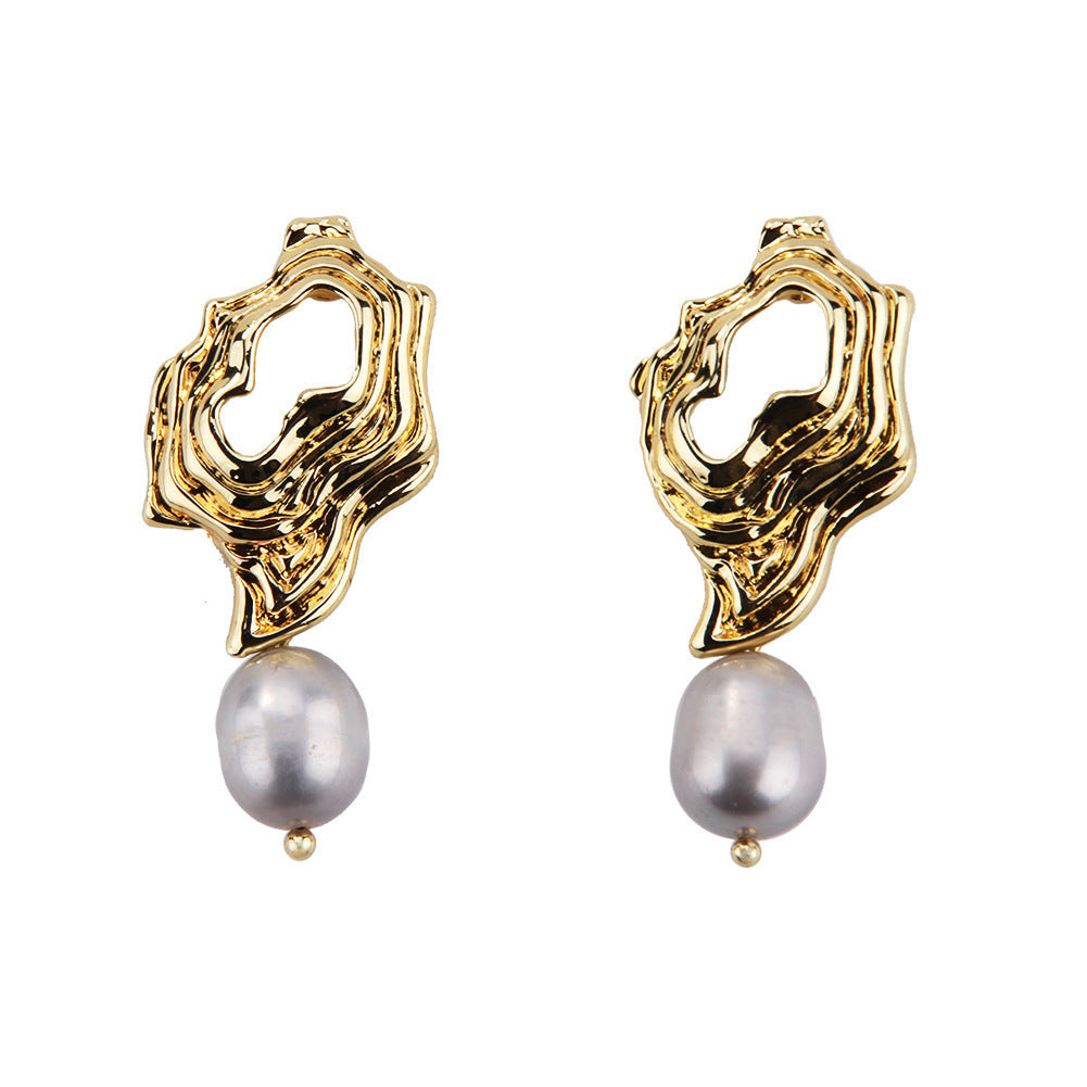 Korean Fashion Temperament Shaped Pearl Earrings-Jewearrings