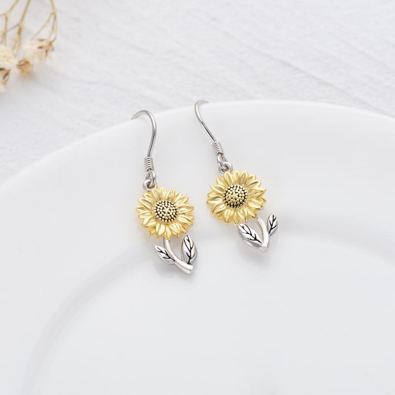 925 Sterling Silver Sunflower Dangle Earrings for Women Girls Teen-Jewearrings