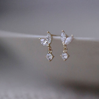 S925 Silver Aesthetic Temperament Smart Leaflet Bud Stud Earrings-Jewearrings