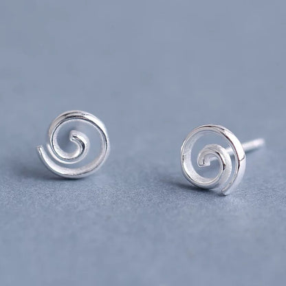 Spiral Stud Earrings Female Korean Style Copper Plated Silver-Jewearrings