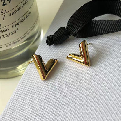 V-shaped Earrings Personalized Rose Gold Plated Earrings-Jewearrings