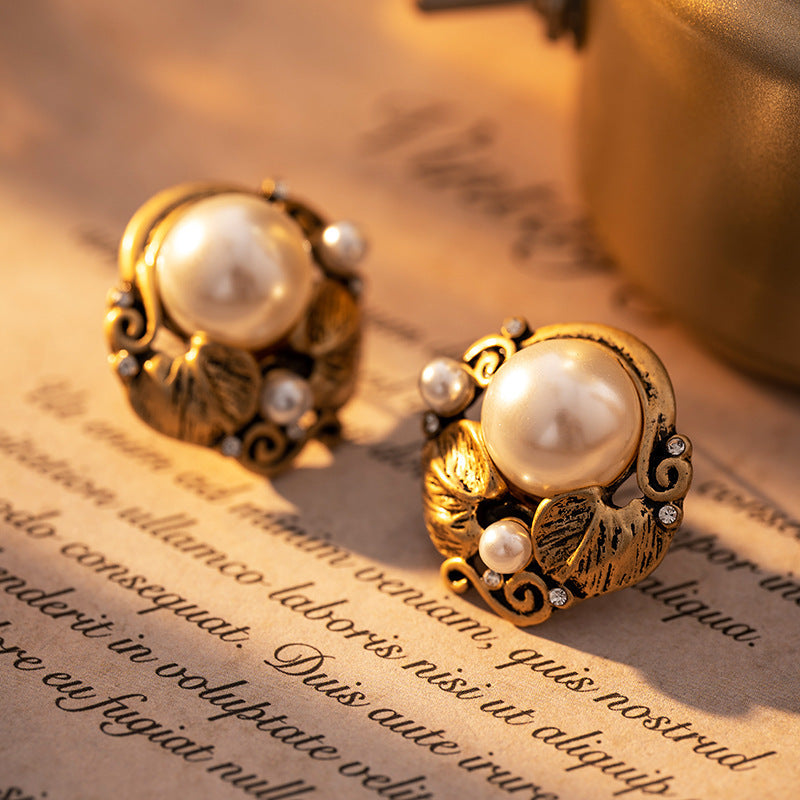 Pearl Earrings Women's Mid-ancient Retro High Sense-Jewearrings