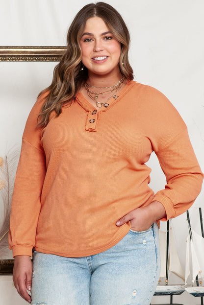 Plus Size V-Neck Dropped Shoulder Top-Jewearrings