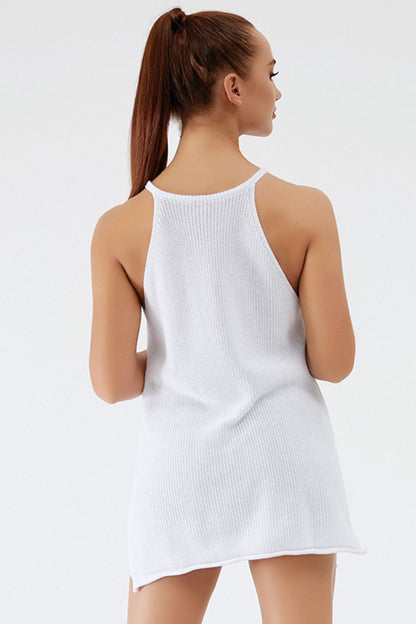 Round Neck Spaghetti Strap Sleeveless Cover Up-Jewearrings