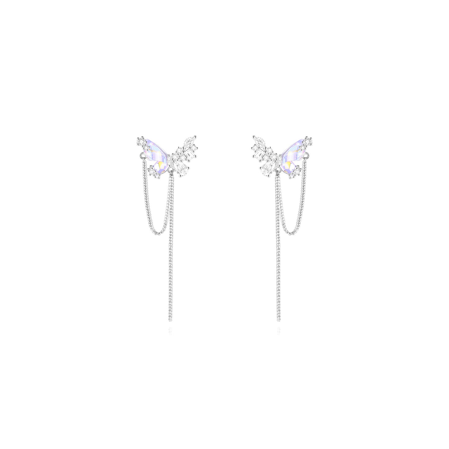 Original Design S925 Sterling Silver Pearl Stitching Aurora Small Butterfly Earrings-Jewearrings