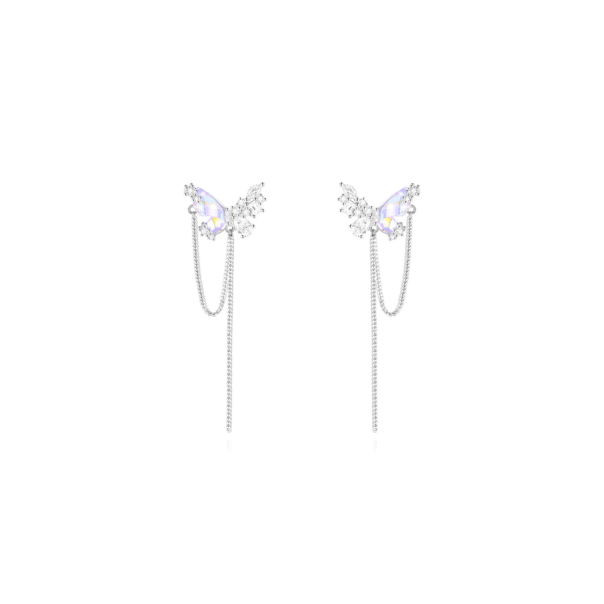 Original Design S925 Sterling Silver Pearl Stitching Aurora Small Butterfly Earrings-Jewearrings