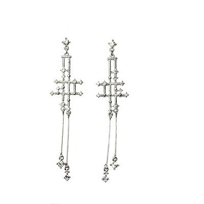 Cool All-match Classic Geometric Line Cross Silver Pin Earrings-Jewearrings