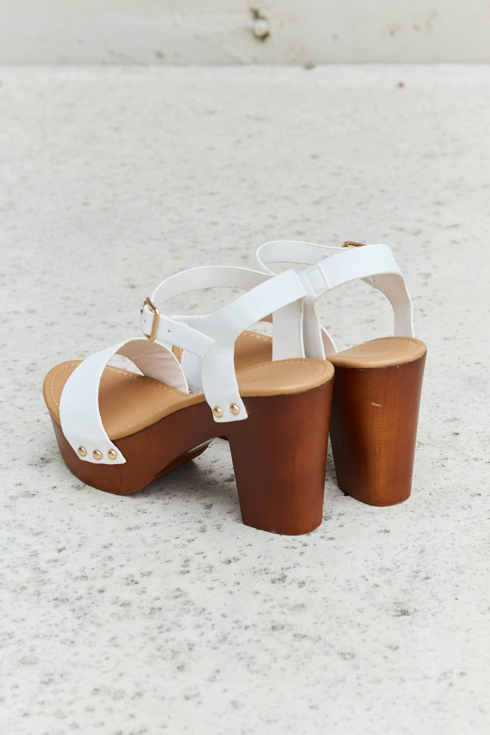 DDK Time After Time Wooden Platform Strap Heels-Jewearrings