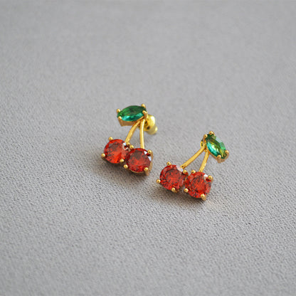 Women's Temperament Wild Cherry-shaped Copper-plated Gold Earrings-Jewearrings