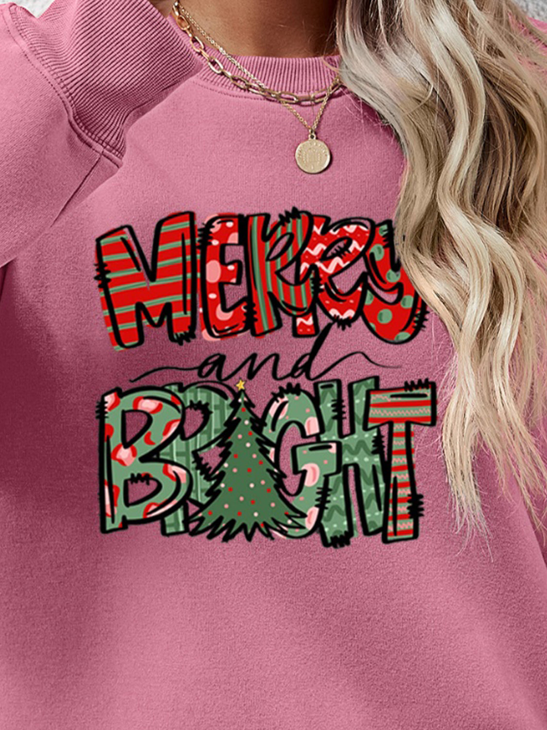 MERRY AND BRIGHT Long Sleeve Sweatshirt-Jewearrings