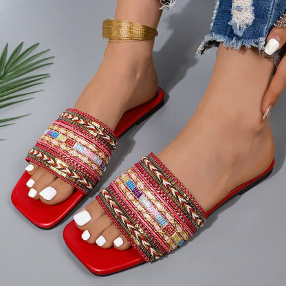 Open Toe Flat Sandals-Jewearrings