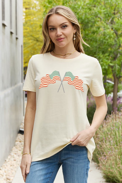 Simply Love US Flag Graphic Cotton Tee-Jewearrings