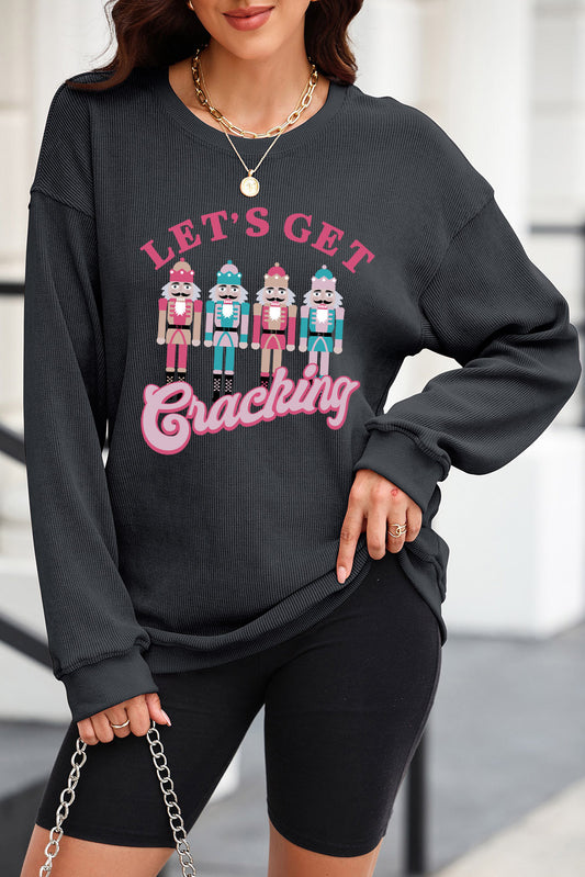 Nutcracker Graphic Round Neck Long Sleeve Sweatshirt-Jewearrings