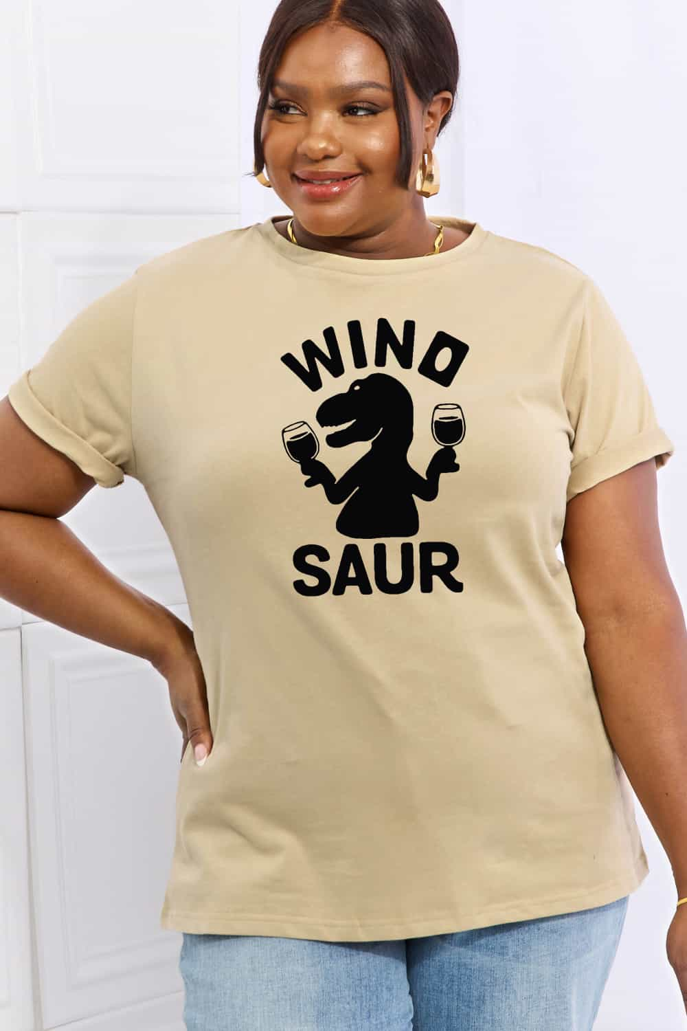 Simply Love Full Size WINOSAUR Graphic Cotton T-Shirt-Jewearrings