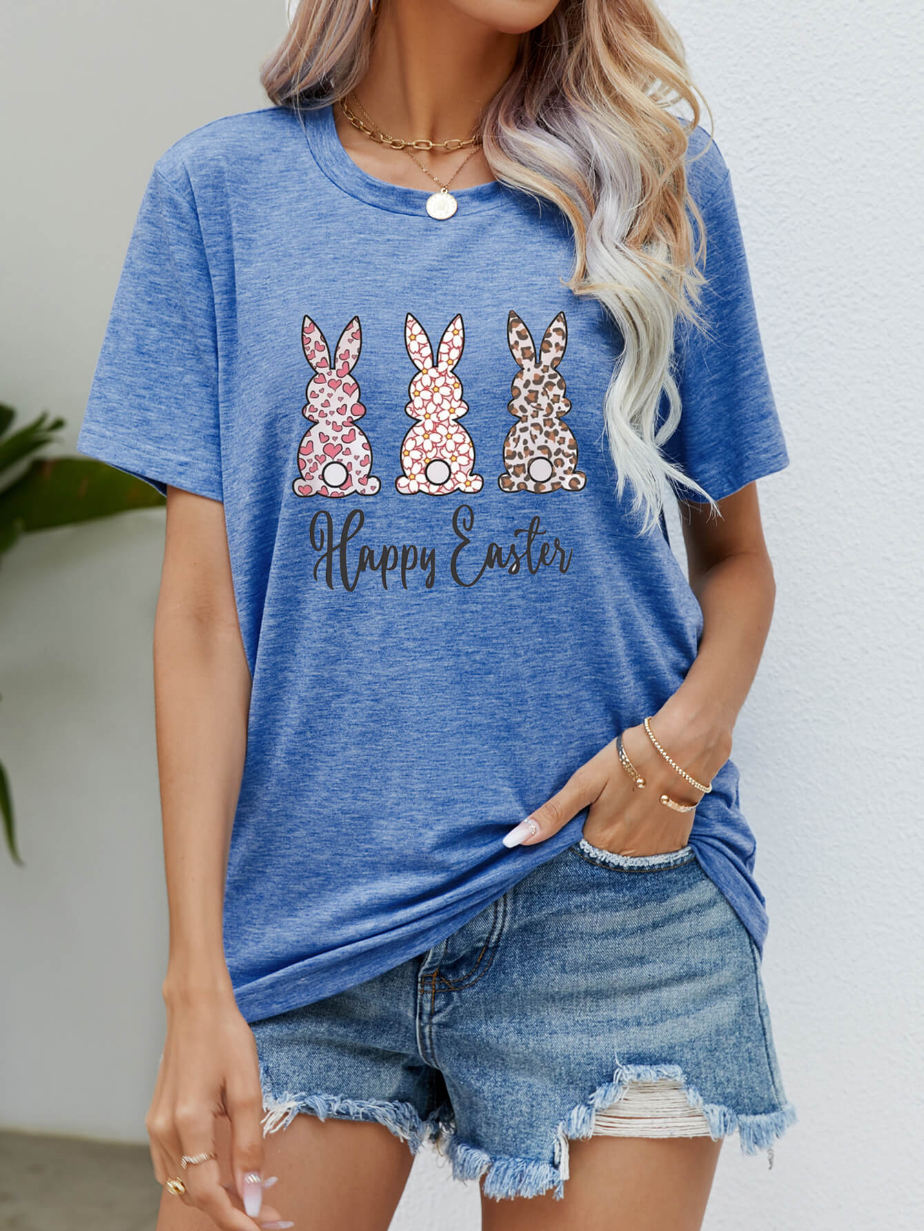 HAPPY EASTER Graphic Short Sleeve Tee-Jewearrings