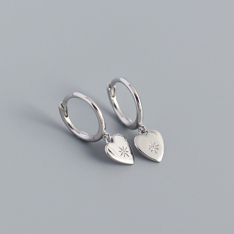 French Entry Lux S925 Silver Peach Heart Metallic Earrings-Jewearrings