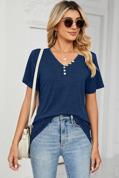 V-Neck Short Sleeve T-Shirt-Jewearrings