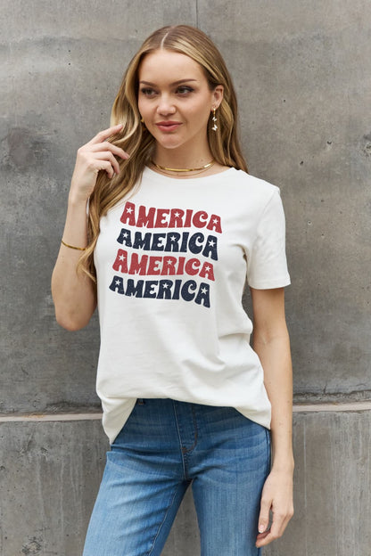 Simply Love AMERICA Graphic Cotton Tee-Jewearrings