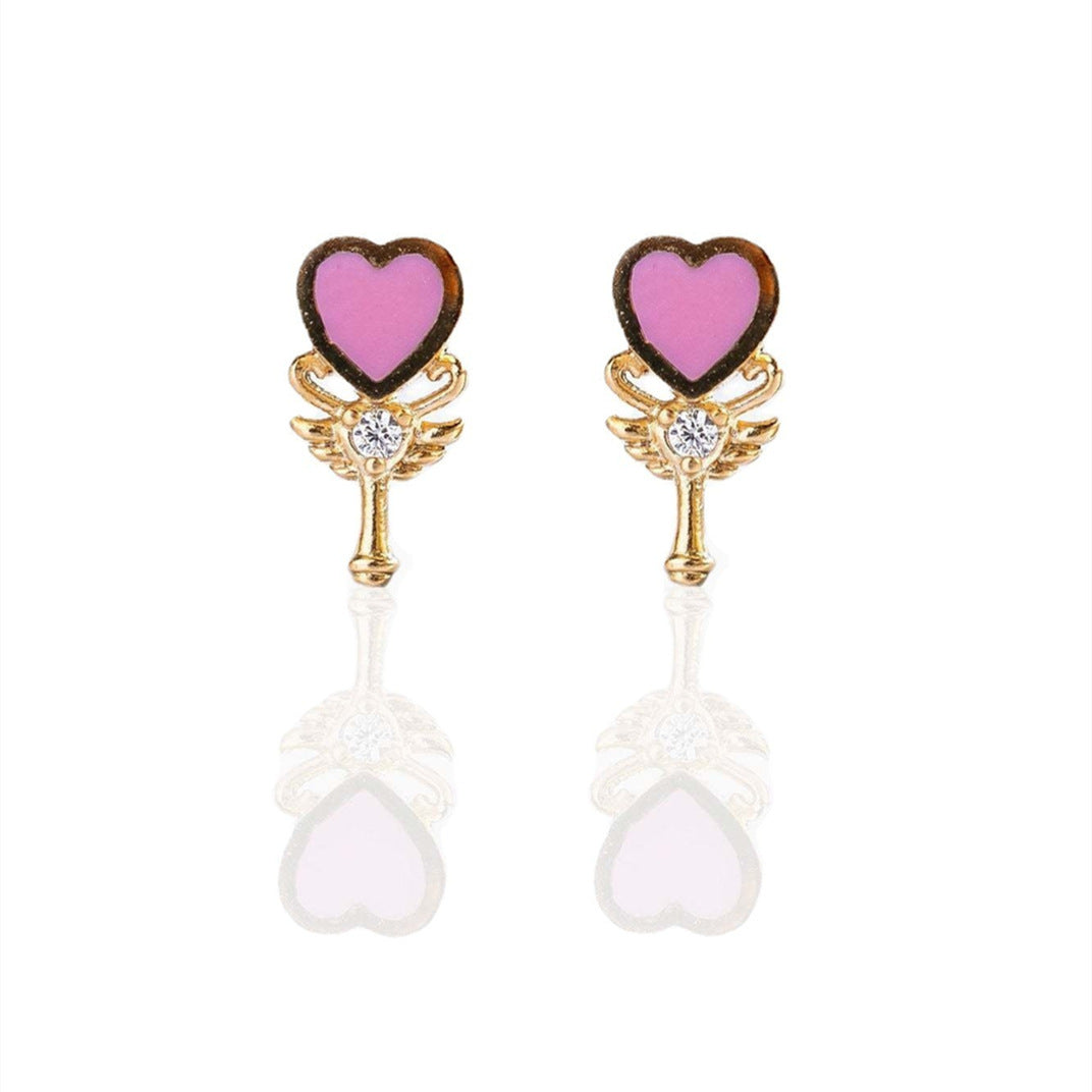 Women's Korean Drop Nectarine Heart Stud Earrings-Jewearrings