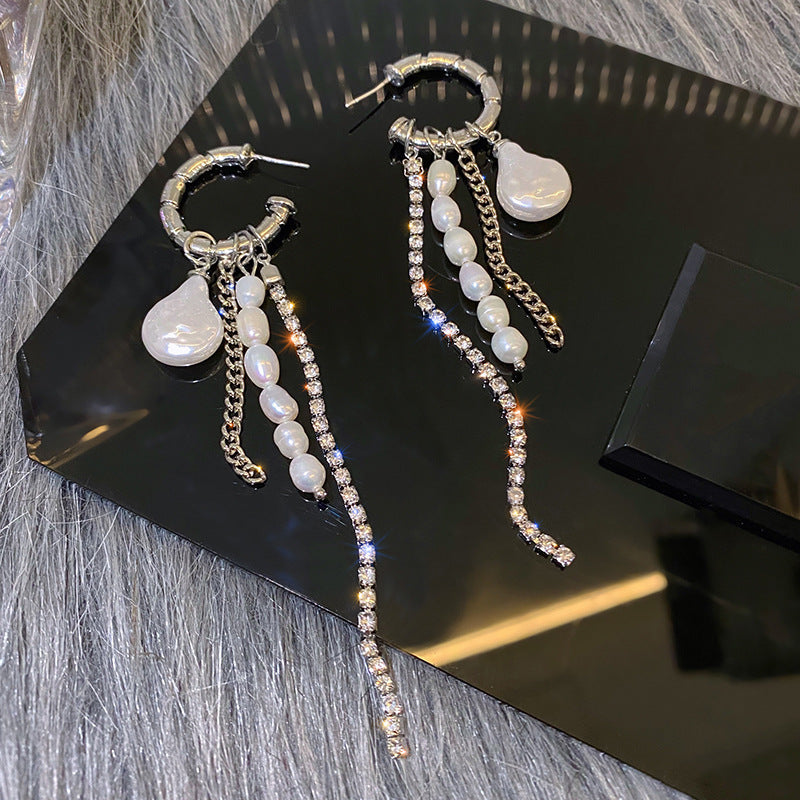 Irregular Freshwater Pearl Tassel Earrings-Jewearrings