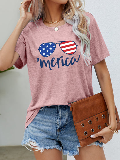 US Flag Glasses Graphic Tee-Jewearrings