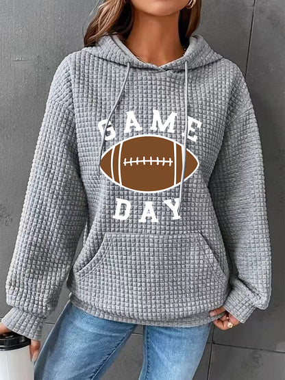 Full Size GAME DAY Graphic Drawstring Hoodie-Jewearrings