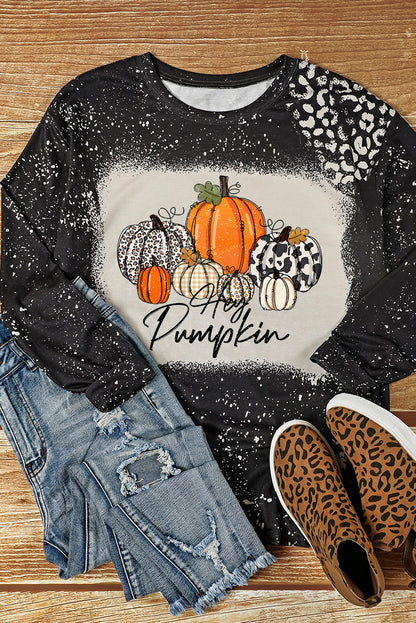 Round Neck Long Sleeve Pumpkin Graphic T-Shirt-Jewearrings