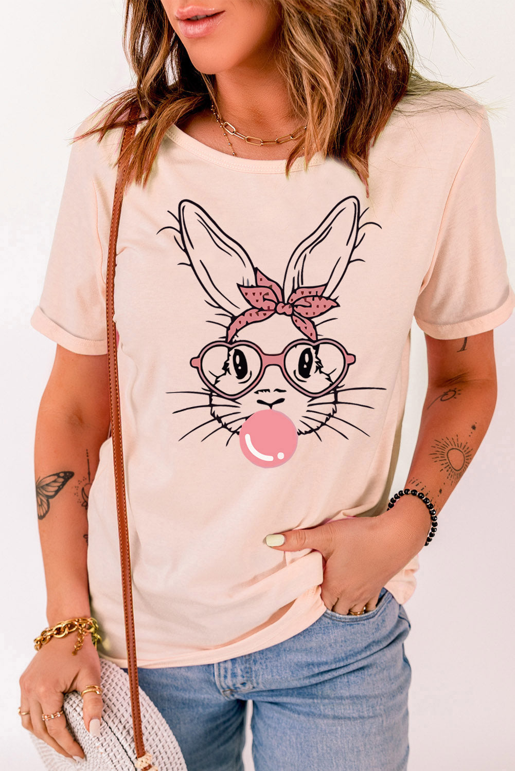 Rabbit Graphic Easter Tee Shirt-Jewearrings