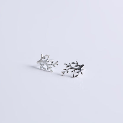 Women's Temperament Fashion Silver Tree Stud Earrings-Jewearrings