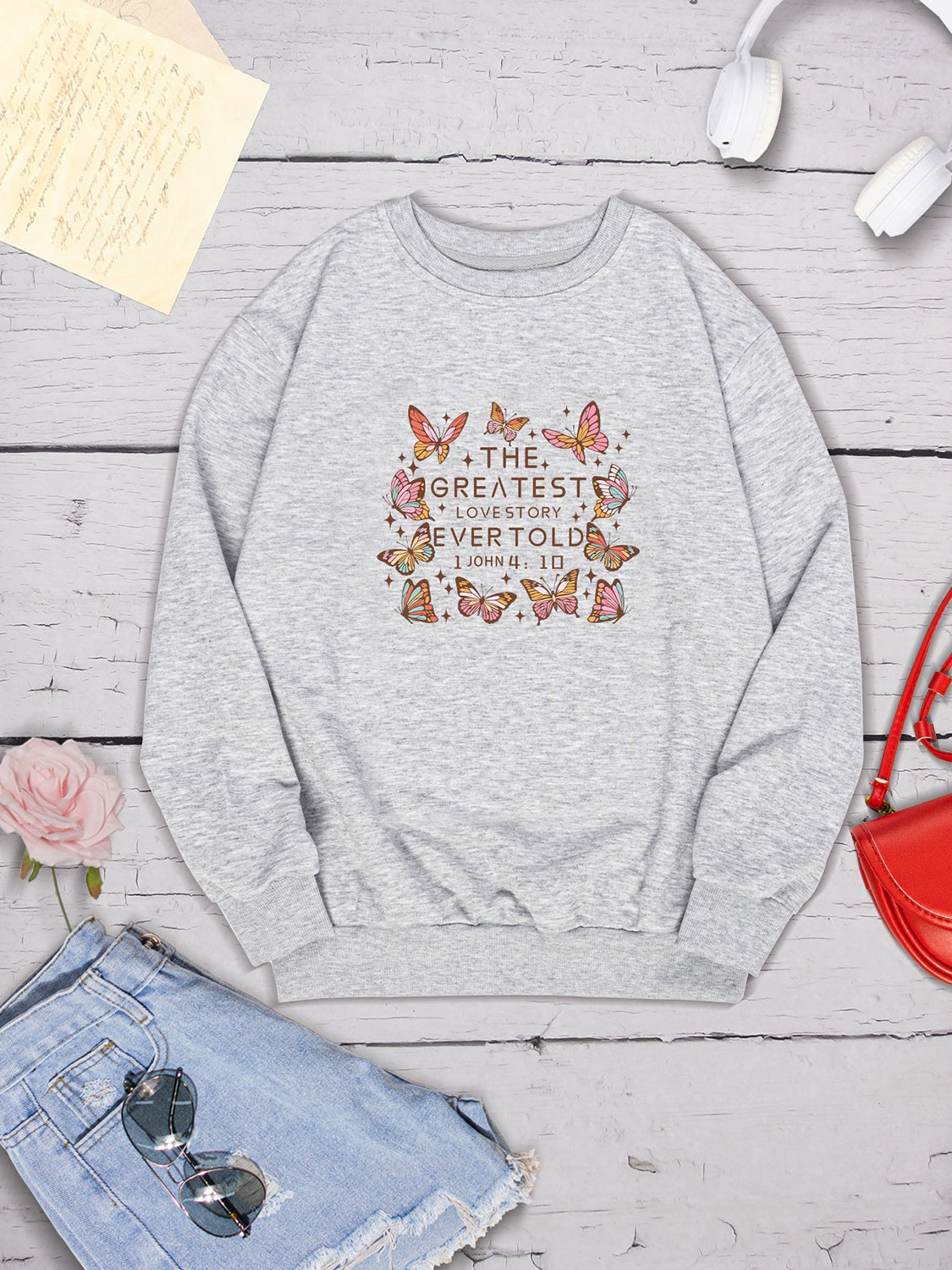 THE GREATEST LOVESTORY EVERTOLD Round Neck Sweatshirt-Jewearrings