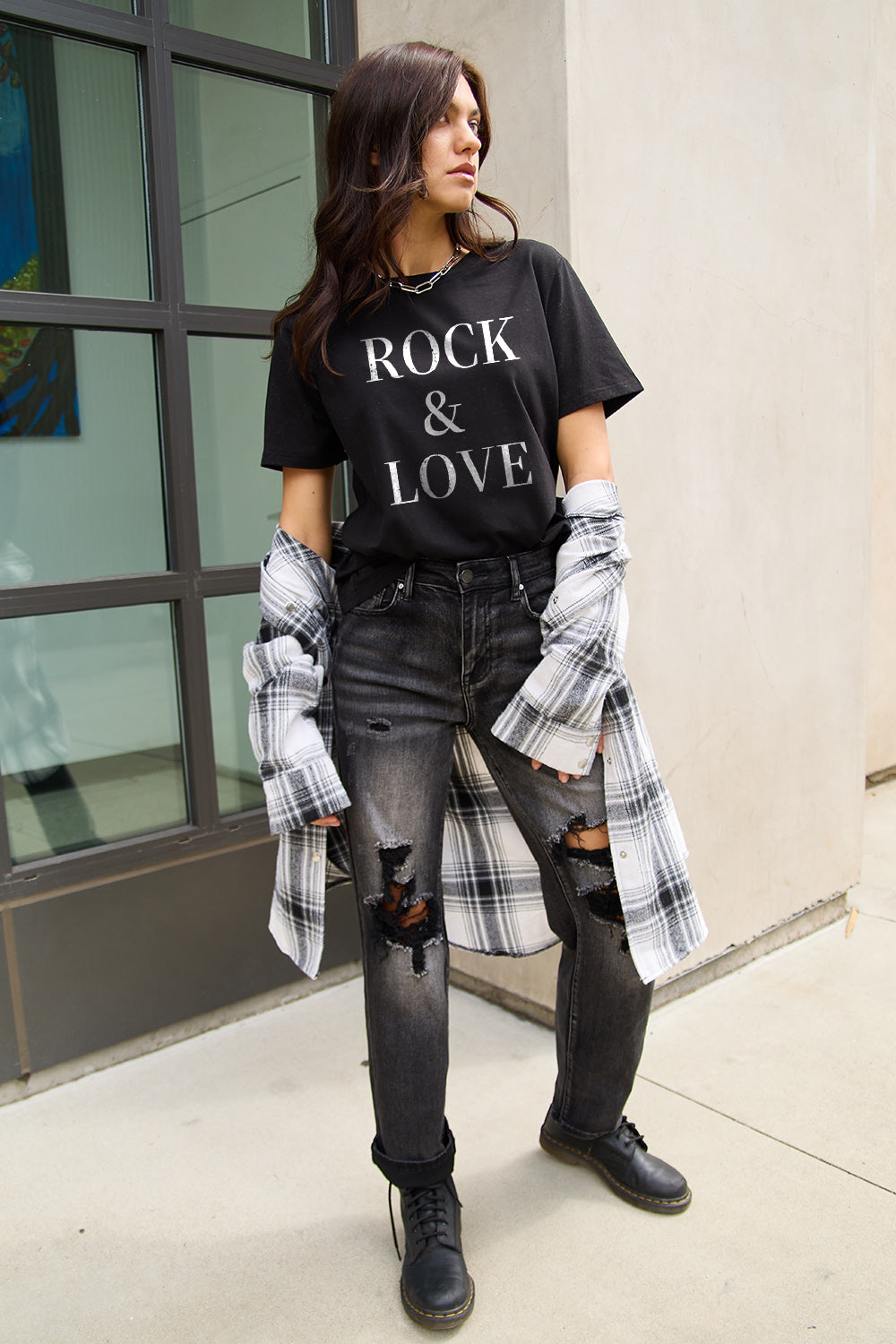 Simply Love Full Size ROCK ＆ LOVE Short Sleeve T-Shirt-Jewearrings