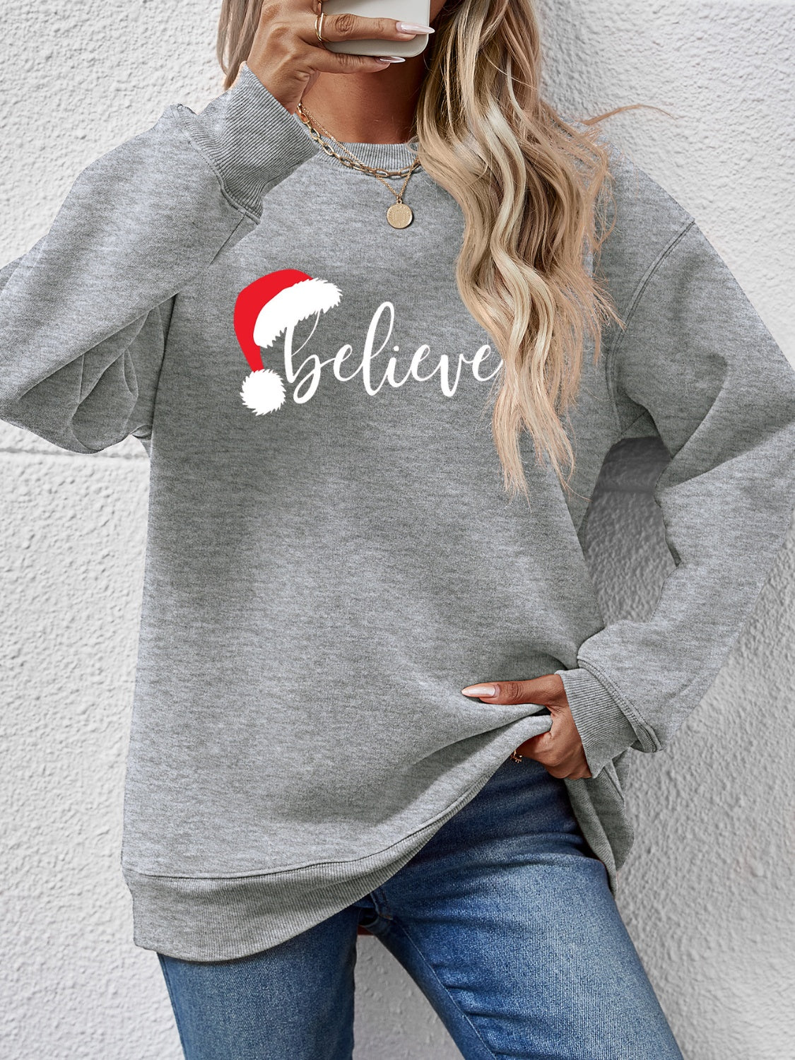 BELIEVE Graphic Long Sleeve Sweatshirt-Jewearrings