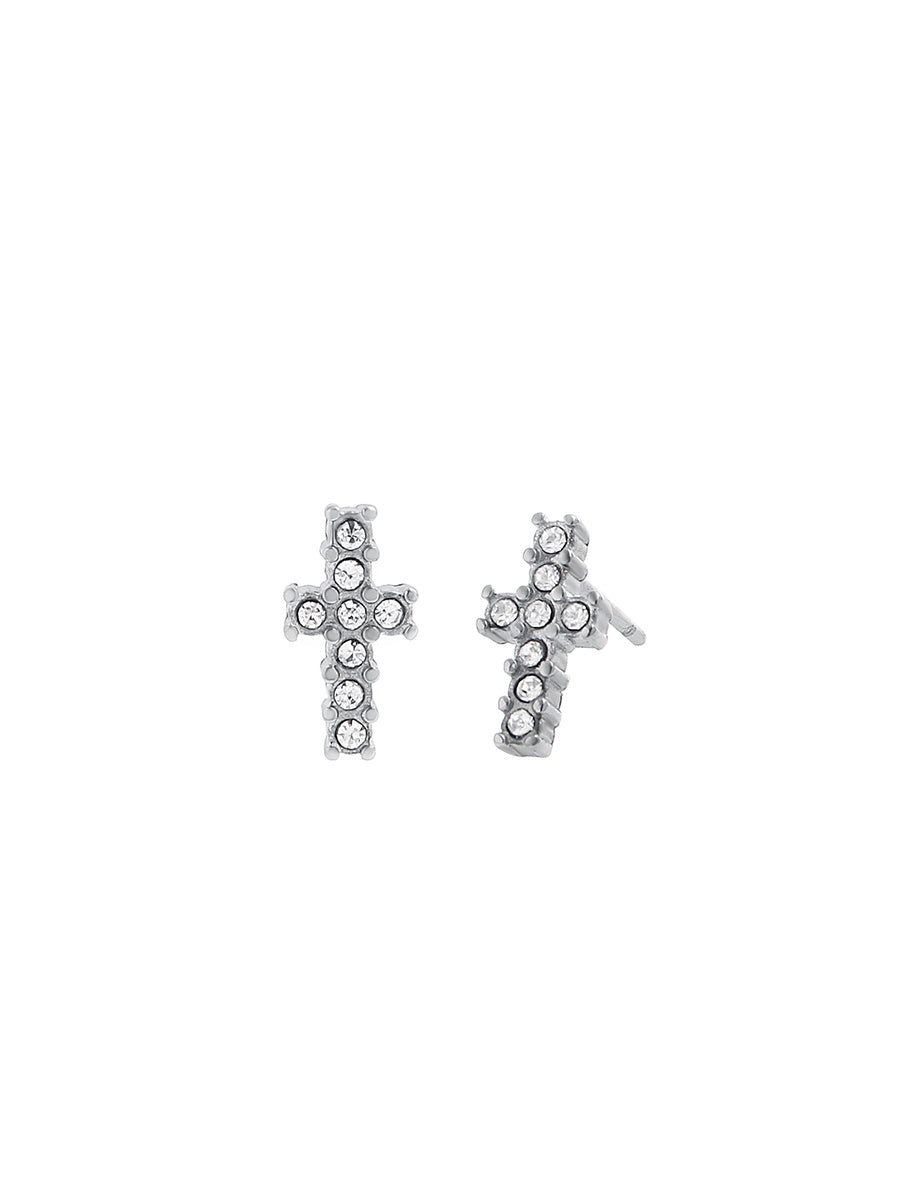 Cross Studded Fashion Earrings With Diamonds-Jewearrings