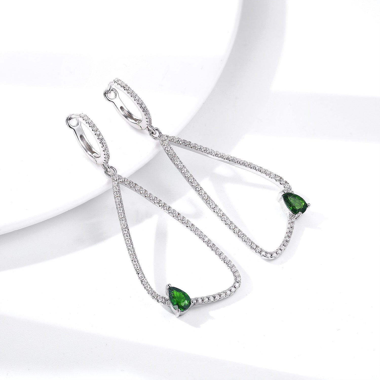 Fashion Earrings Women's Full Body S925 Silver Inlaid Natural Diopside-Jewearrings