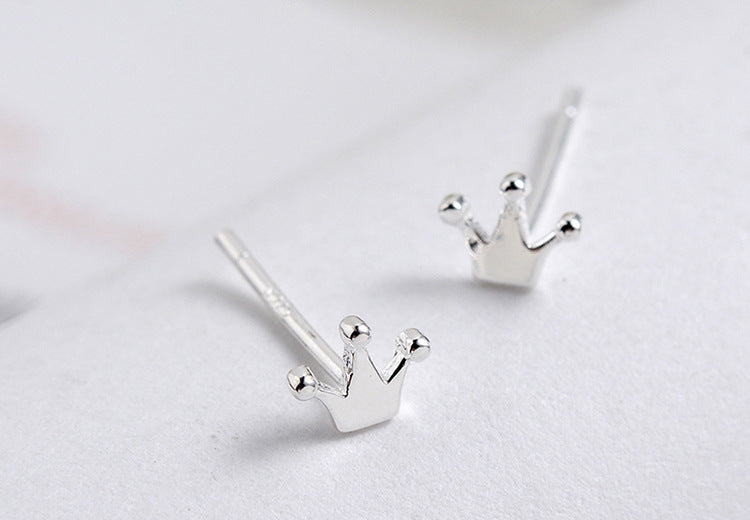 Lovely Mini Crown S925 Sterling Silver Stud Earrings-Jewearrings