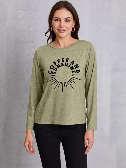 COFFEE AND SUNSHINE Round Neck Long Sleeve T-Shirt-Jewearrings