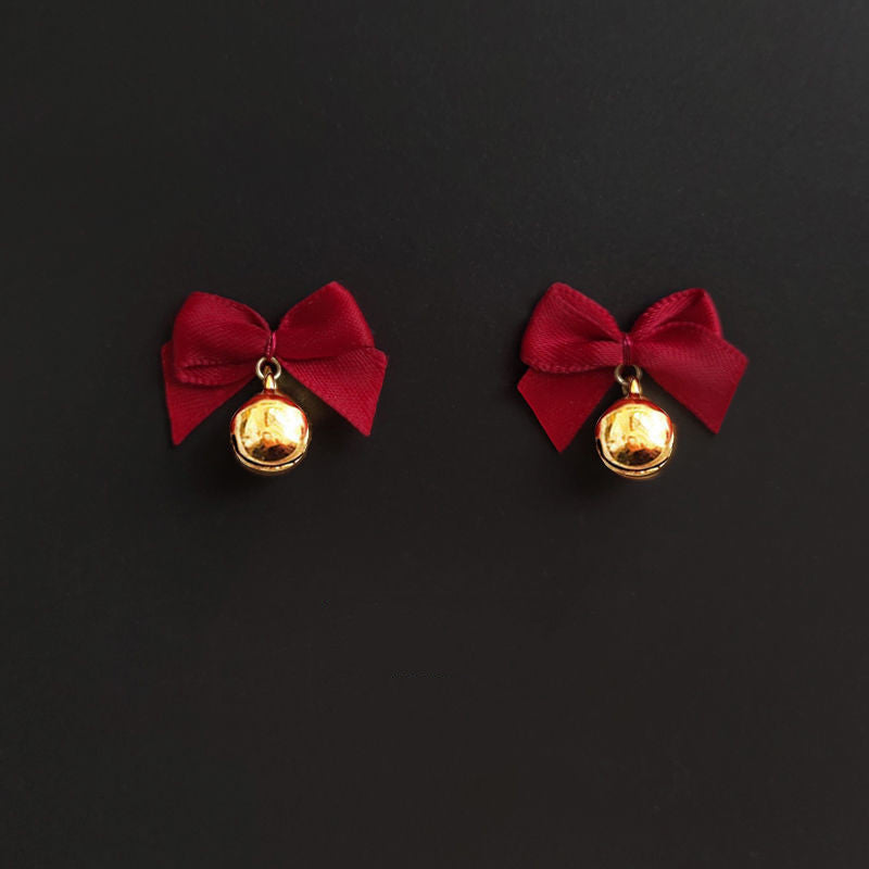 New Style Earrings With A Small Fragrant Red Bow-Jewearrings