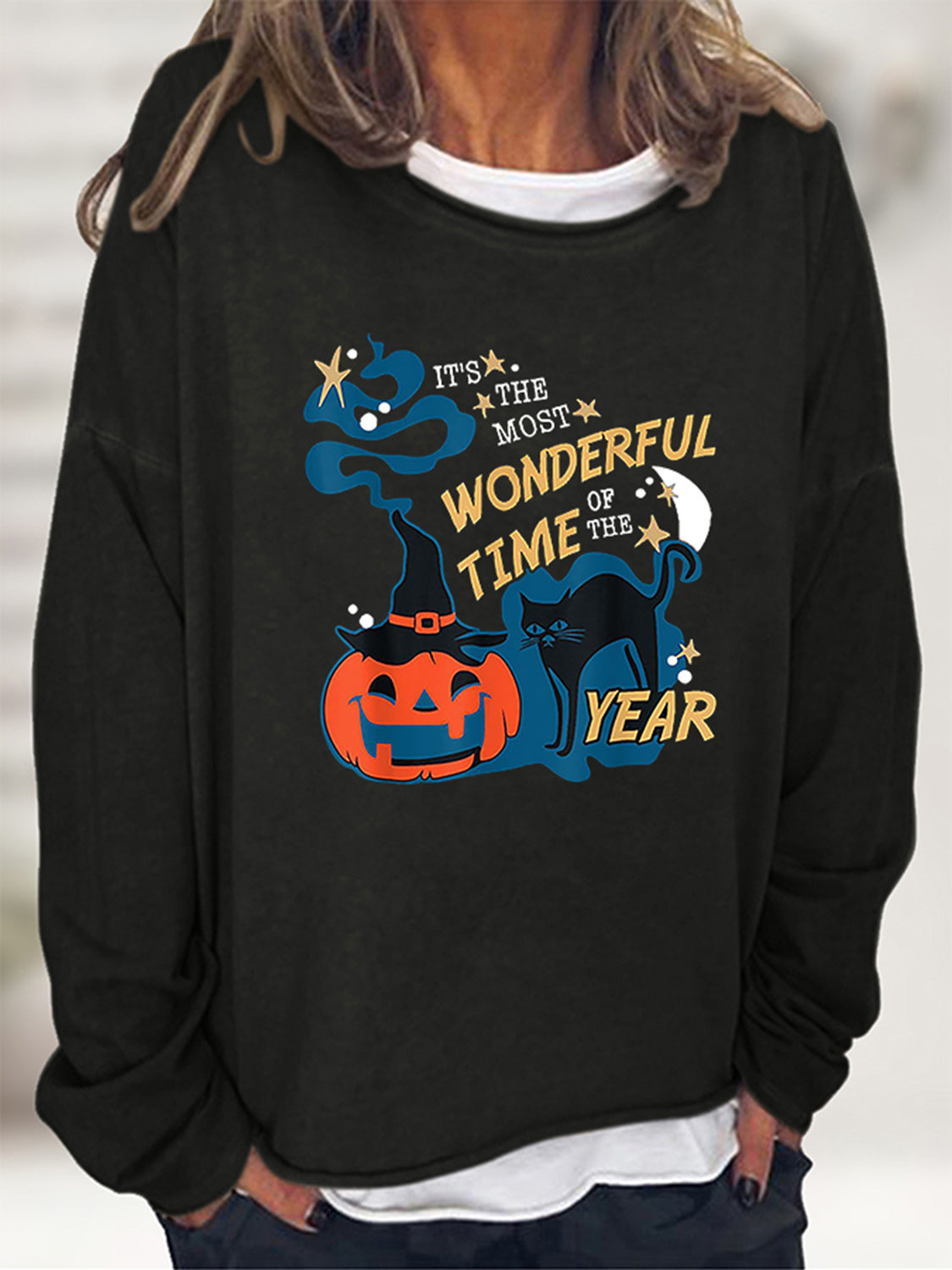 Round Neck Long Sleeve Full Size Graphic Sweatshirt-Jewearrings