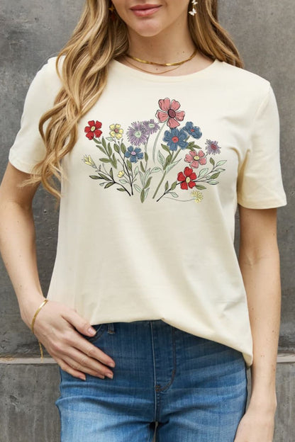 Simply Love Simply Love Full Size Flower Graphic Cotton Tee-Jewearrings