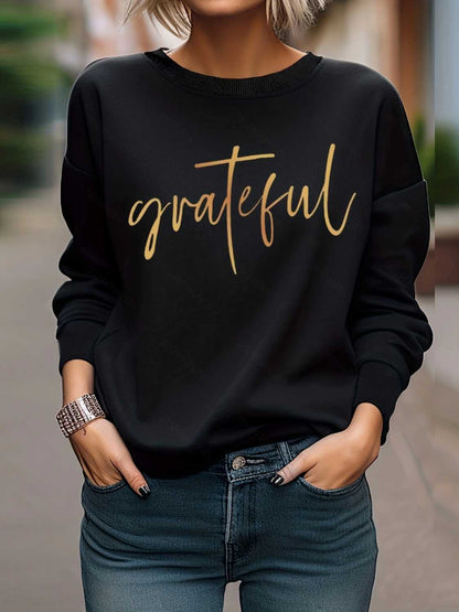 GRATEFUL Round Neck Sweatshirt-Jewearrings