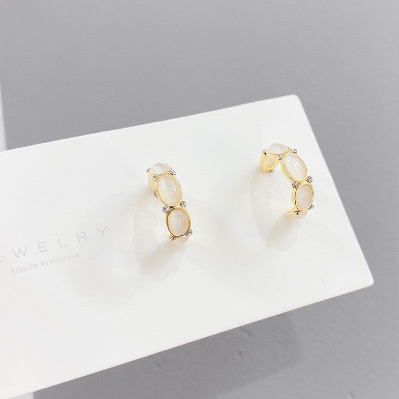 Geometric Snake Bone Earrings Temperament Opal Earrings-Jewearrings