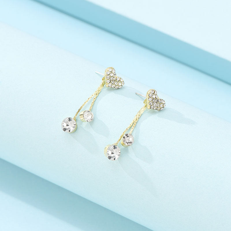 Simple Forest Gold Earrings With Diamonds-Jewearrings