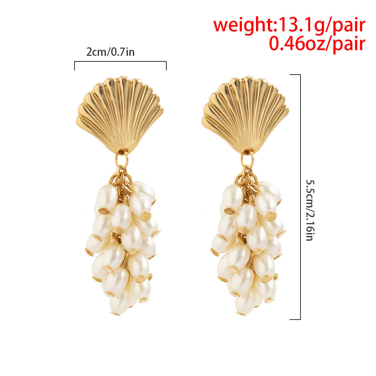 Water Drop Pearl Wheat Ear Tassel Earrings Temperament Scallop Long-Jewearrings