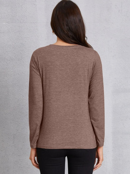 Round Neck Long Sleeve T-shirt-Jewearrings